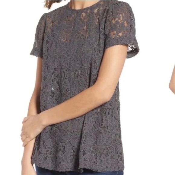 Chelsea 28 Gray Lace Blouse Size Small NWT - Picture 1 of 7